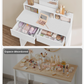 Petite coiffeuse avec miroir - 2 tiroirs - 3 compartiments - blanche